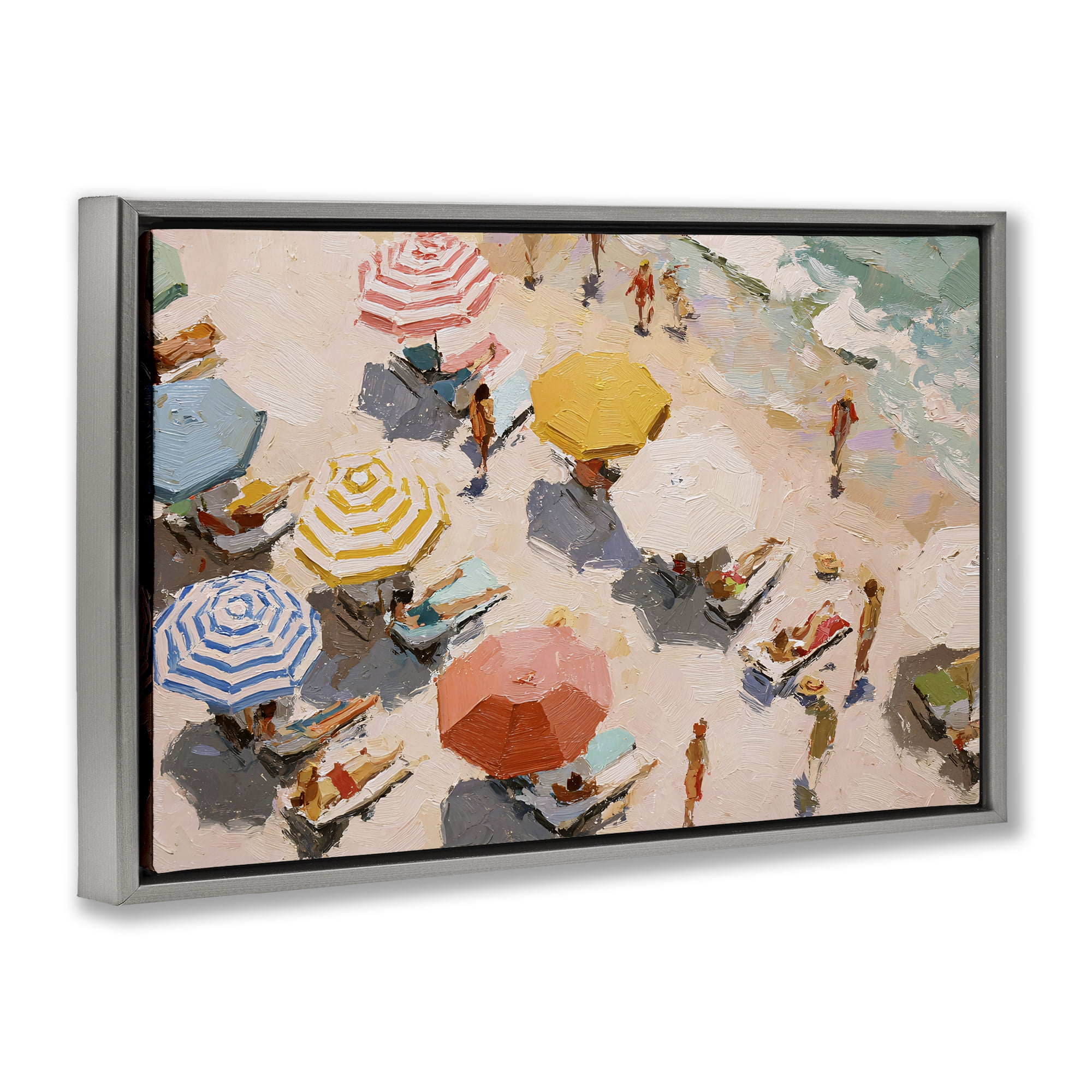 Stupell Industries Summer Beach Fun Expression Gray Framed Floater Canvas Wall Art, design by Jacky Ngan