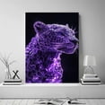 thumbnail image 2 of Mudket Framed Purple Crystal Leopard Canvas Wall Art, Glamorous Sparkly Animal Print Wall Decor, Ready to Hang - 12"L x 8"W, 2 of 10