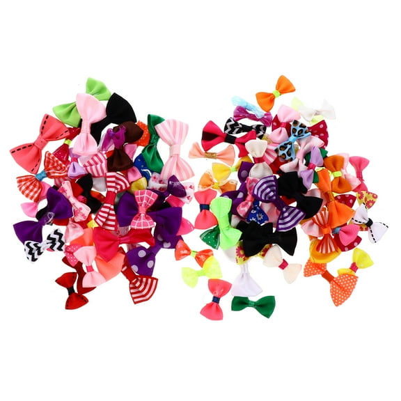 Kesenlong Ribbon Bows 100Pcs Mini Ribbon Bows Small Size Decorative Bows DIY Craft Bow (Random Color)