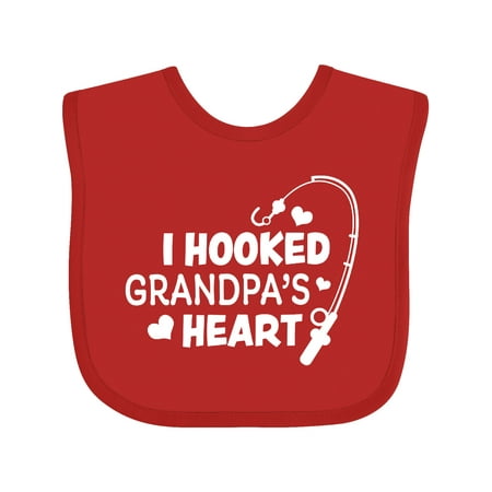 

Inktastic I Hooked Grandpa s Heart with Fishing Rod Gift Baby Boy or Baby Girl Bib