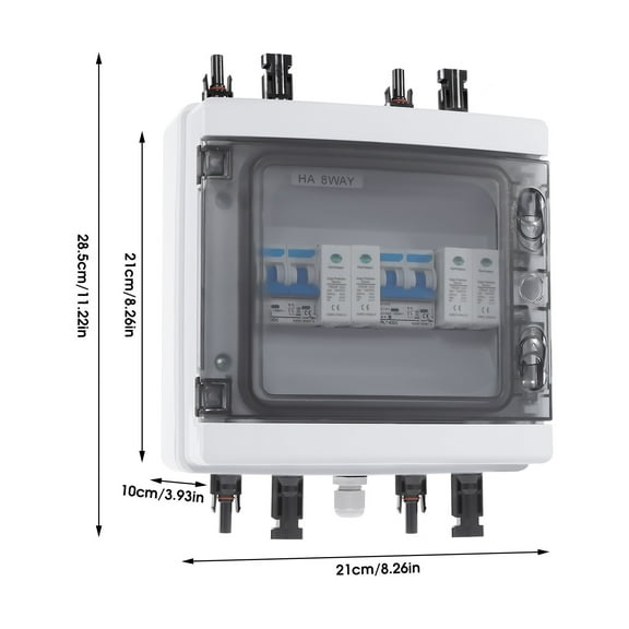 2 Strings Solar Combiner Box FIT Solar Panel Disconnect Switch Circuit Breaker