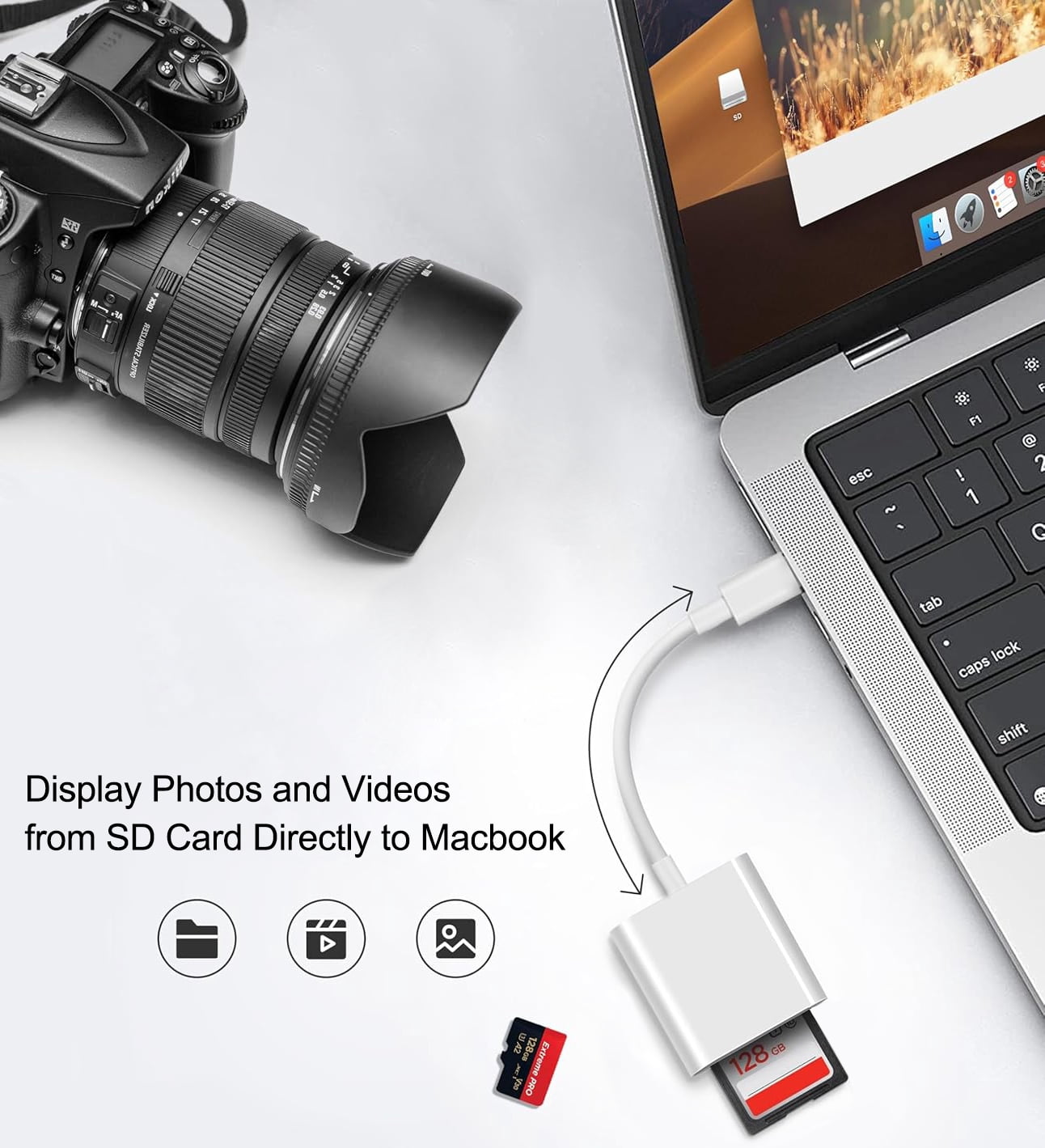 Apple USB C SD Card Reader for iPhone 15 16 17, MFi Certified Type C Memory Card Adapter High-Speed for MacBook Pro/Air, iMac, iPad, Supports SD/Micro SD/SDHC/SDXC/MMC, Plug and Play