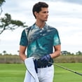 thumbnail image 3 of Honeii Airplane Shark print Polo Shirt, a classic short-sleeved, button-down golf shirt designed for menMedium, 3 of 6