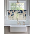 thumbnail image 3 of Sheer Curtains 45 Inch Length 2 Panels Set for Kitchen, Navy Blue Spring Floral Semi Sheer Curtains for Windows, Farmhouse Butterfly Rustic Voile Window Treatments Rod Pocket Curtain, 3 of 7