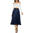 thumbnail image 2 of INSPIRE CHIC Women's Skirt Elastic Waist A-Line Accordion Metallic Pleated Midi Skirts Dark Blue XS, 2 of 6