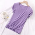 thumbnail image 2 of Loopsun Womens Pajama Shirts, Women's Solid Short Sleeve Casual Pajama Top Soft Home Wear Sleepwear Purple, XXL, 2 of 4