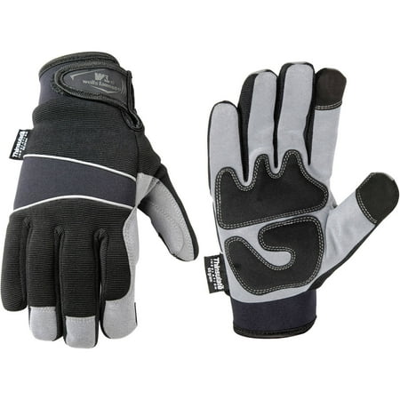 Finger Work Gloves Wells Lamont Hi-Dexterity Thinsulate Insulated Synthetic Leather Cold Weather Gloves with Touch Screen First Finger and Thumb, Black/Gray ()