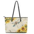 thumbnail image 4 of ZUXONGSY Sunflower Dragonfly Print Handbag for Women Practicality Top Handle Tote Bag PU Leather Laptop Tote Bag with Handle for Shopping Work, 4 of 6