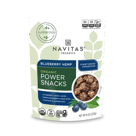 Pack of 12, Navitas Blueberry Hemp Power Snacks, 8 oz