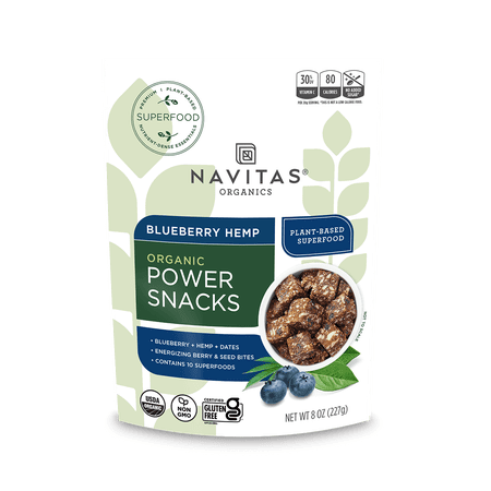 Pack of 12, Navitas Blueberry Hemp Power Snacks, 8 oz