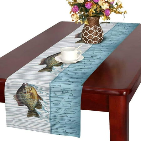 

MKHERT Funny Jumping Fish Breaking Free Out of Water Table Runner Home Decor for Kitchen Dining Wedding Party 16x72 Inch