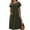Army Green, variant on Womens Crew Neck Long Sleeve Spring Fall Dresses,Women's Fashion Solid Color Round Neck Pocket Pleated Short Sleeve Cotton And Linen Dress Navy