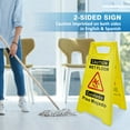thumbnail image 3 of 2 Pack Caution Wet Floor Sign, 17.5" Height, 2lb Weight, Bright Yellow, Foldable Compliant Safety Signs for Restaurant, Bathroom, Office, 3 of 9