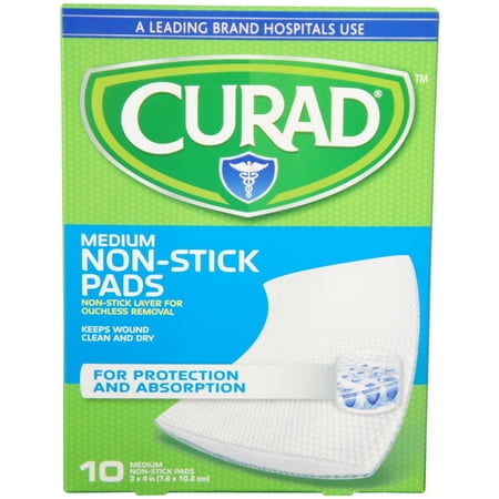 Curad Medium Non-Stick Pads 3 Inches X 4 Inches 10 Each (Pack of 2)