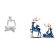 thumbnail image 1 of Figura de alce de resina imaginativa, escultura artística de pareja de ciervos para sala de estar y chimenea, colección de decoración de mesa., 1 of 8