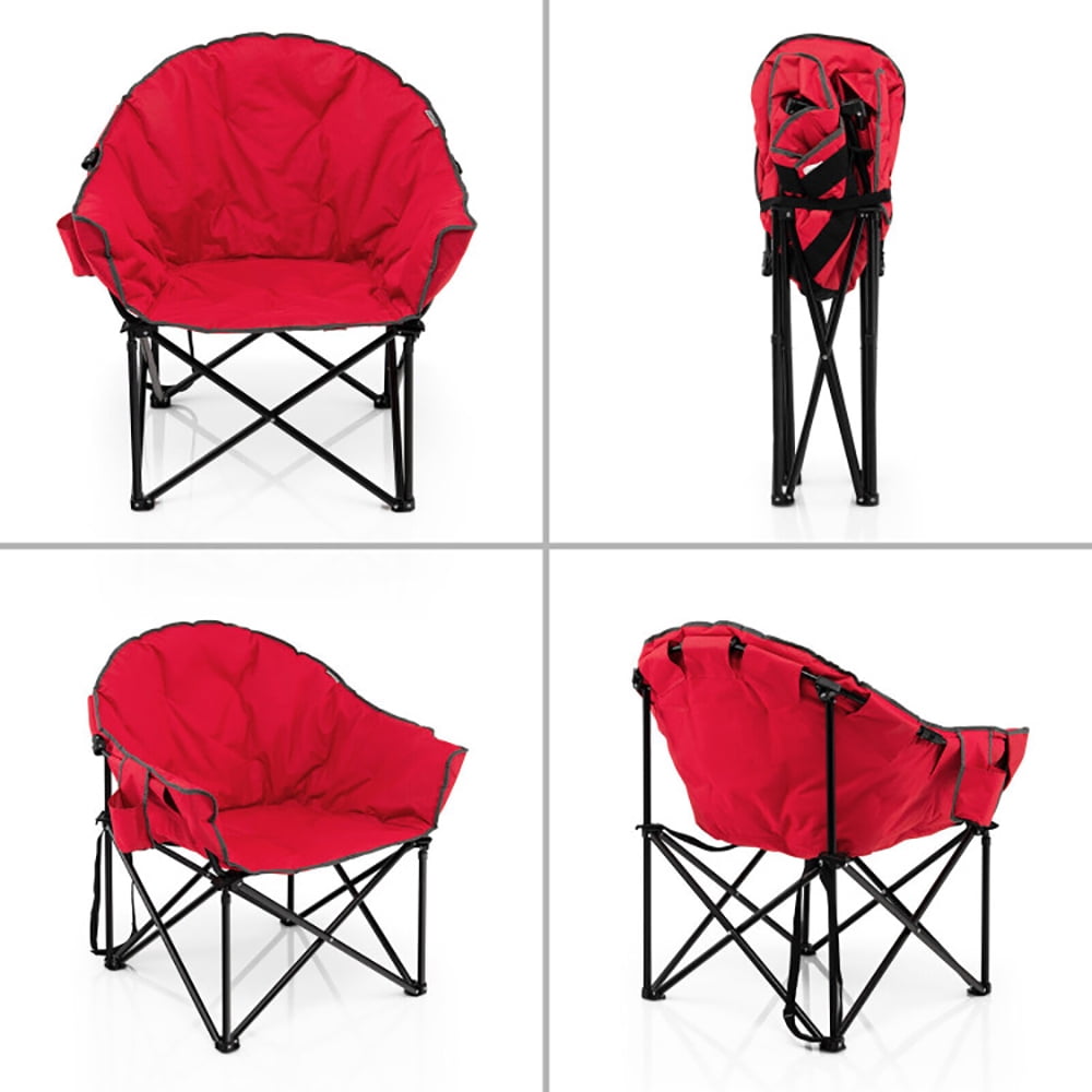 Aimee Lii Folding Camping Moon Padded Chair with Carrying Bag, Portable Chairs for Adults, Comfy Outdoor Chair, Red