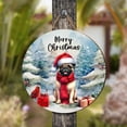 thumbnail image 4 of Merry Christmas Pug Enjoys Woofmas Winter Xmas Holiday Round Wood Sign Dog Lover Gifts Hanging Wall Home Decor - 02022, 4 of 5