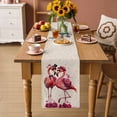 thumbnail image 2 of Valentine's Day Table Runner - 108 Inch Long Red Flamingos Roses Love Romance Beige Cotton and Linen Blended Dress Scarves Farmhouse Table Runner for Kitchen Dining, Coffee Table, 13" x 108", 2 of 8