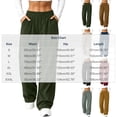 thumbnail image 3 of Zynoxe Womens Corduroy Pants Fall Warm Comfortable Elastic Waist Wide Leg Pants Casual Straight Relaxed Plus Size Sweatpants with Pockets Brown XL, 3 of 7