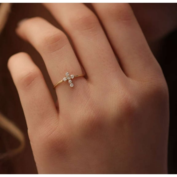 vylahjewellery 14K Yellow Gold Ring 1 CT Round Moissanite Diamond Ring Best Engagement Ring for Special One