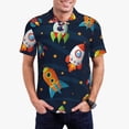 thumbnail image 5 of Wukai Spaceships and Stars Men’s Polo Shirts,Quick-Dry Athletic Shirt,Classic Fit Shirts-3X-Large, 5 of 8