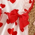 thumbnail image 5 of CUZIBR Fall Outfits For Girls Cute Bows Heart Print Ruffles Sleeveless Romper Jumpsuit One-Piece Bodysuits Headbands Set Sweat Set For Toddler,Red,6-12 Months, 5 of 6