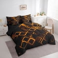 thumbnail image 2 of Castle Fairy Abstract Neon Block 7-Piece Twin Bedding,Minimalism Glowing Geometric Bedding Comforter Set,Orange Black,Reversible, 2 of 7