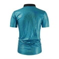 thumbnail image 6 of Mens Lapel Sequin Dress Shirt 70s Disco Costume Sparkle Party Short Sleeve Button Down Shirts, 6 of 6