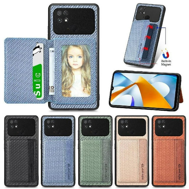 Case For FOXDOCK Xiaomi Poco C40 Stand Function RFID Blocking Magnetic Card Holder Complete Camera Safety