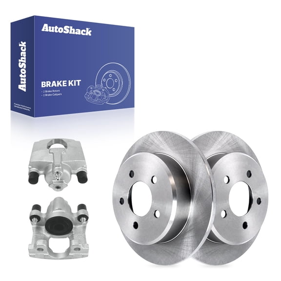 AutoShack Rear Solid Brake Rotors   Calipers 4-PC Brake Kit Replacement for 2000-2007 Dodge Grand Caravan 2000-2007 Chrysler Town & Country 2000-2007 Dodge Caravan 11.42" (290 mm)