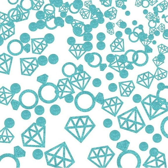 Teal Confetti Bachelorette Party Decorations, Teal Table Glitter Confetti Diamond Ring for Bride to Be Engagement Party Bridal Shower Hen Party Decorations