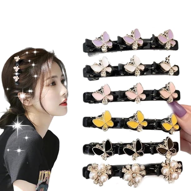 Pinzas para el cabello trenzadas con piedras de cristal brillantes, nuevas pinzas para el cabello trenzadas Simplicity 2024, pinzas para el cabello triples con diamantes de imitación, pinzas para el c