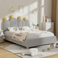 thumbnail image 5 of ZIKEBTUY Full Size Bed Frame with Headboard, Cactus Upholstered Platform Bed for Boys and Girls, Soft Rounded Corners, Solid Wood Slats for Support/No Box Spring Required, Grey, 5 of 6
