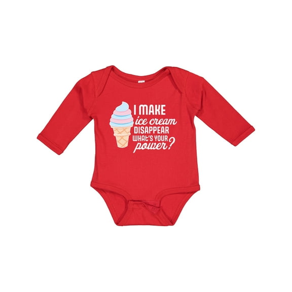 Inktastic I Make Ice Cream Disappear What's Your Power Boys or Girls Long Sleeve Baby Bodysuit