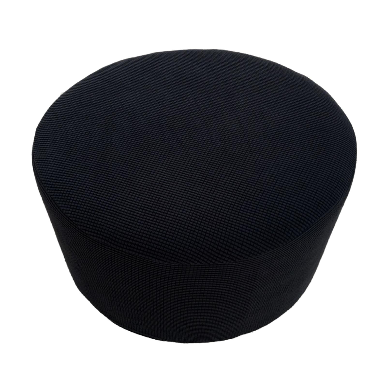 Jacquard Fabric Foot Stool Cover, Round Ottoman Slipcover, High Stretch