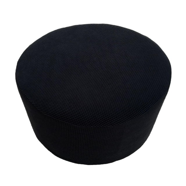 DOLITY Ottoman slipcover with non-slip elastic bottom, stretch decoration, solid color, Black