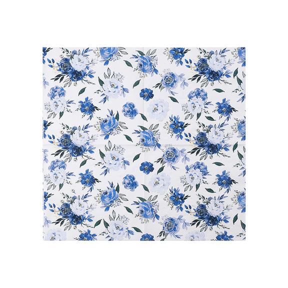 200 Pcs Elegant Blue Watercolor Rose Napkins, Disposable Paper Guest Towels, Blue and White Floral Beverage Napkins for Party, Wedding, and Home Decor (13" x 13" Unfolded)