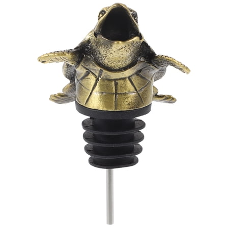 Hemobllo Decorative Turtle Shaped Wine Pourer Made of Zinc Alloy for Wine Bottles in Olive Green