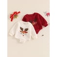 thumbnail image 3 of FOCUSNORM Combinaison en Molleton de Noël pour Bébé Fille Elk, Col Rond Brodé, Manches Longues, Barboteuse Adorable, 3 of 9