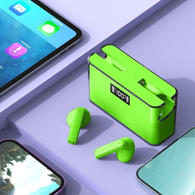 Auriculares inalámbricos Bluetooth 5.3 | Auriculares deportivos semi-internos | Pantalla digital | Sonido envolvente estéreo | Estuche Power Bank | Batería de 600 mAh | Emparejamiento automático