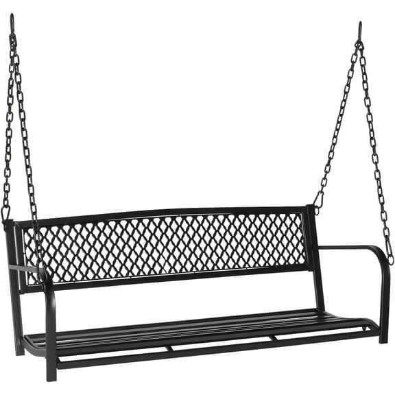 THJTDH Upgraded Metal Patio Porch Swing, 660 LBS Weight Capacity Steel Porch Swing Chair for Outdoors, Heavy Duty Swing Chair Bench for Gardens and Yards,Gridback