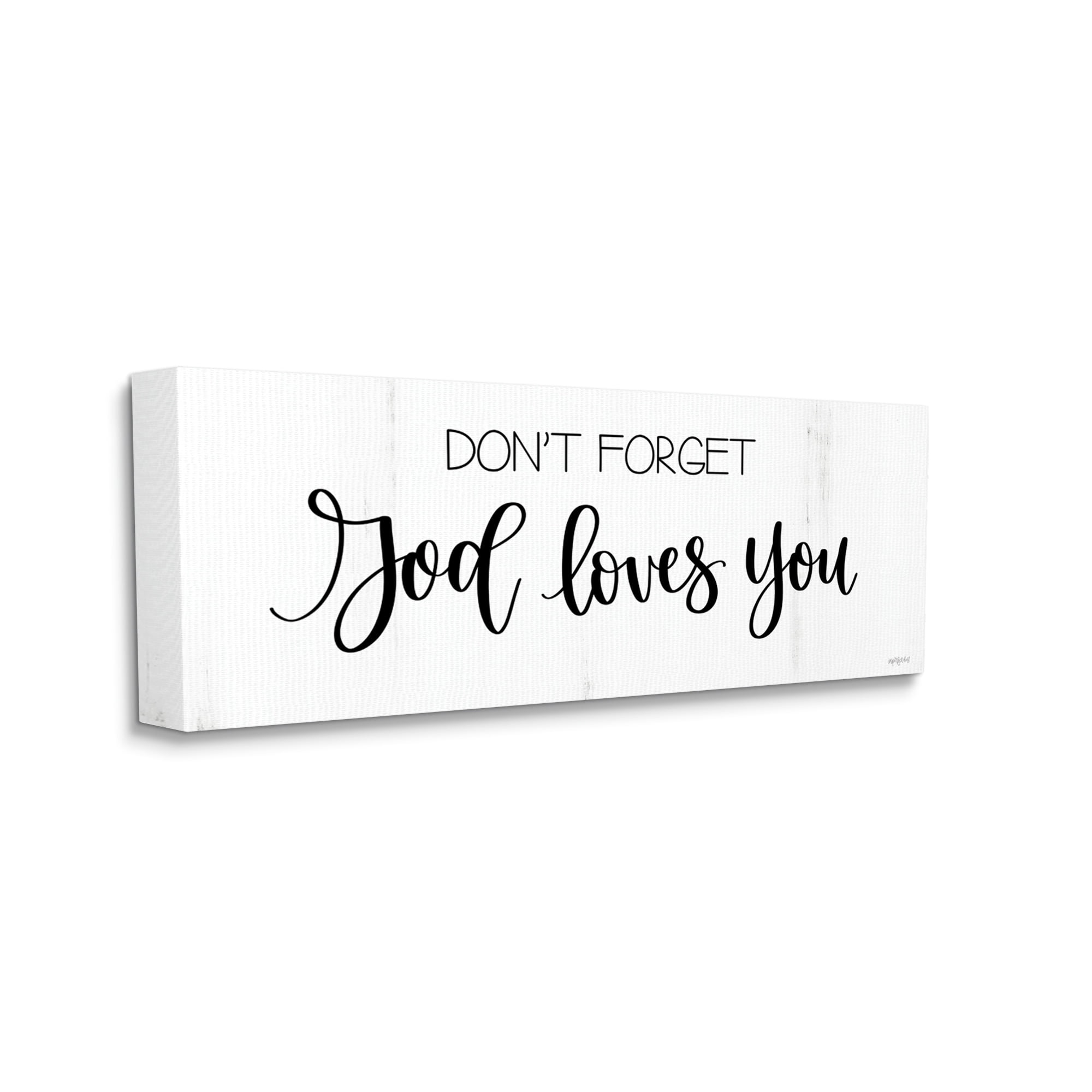 Stupell Industries God Loves You Spiritual Calligraphy Script Phrase Canvas Wall Art, 24 x 10, Design by Imperfect Dust