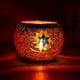 thumbnail image 2 of Portavelas de vidrio mosaico para velas de té, centro de mesa decorativo. Amarillo naranja, 2 of 5