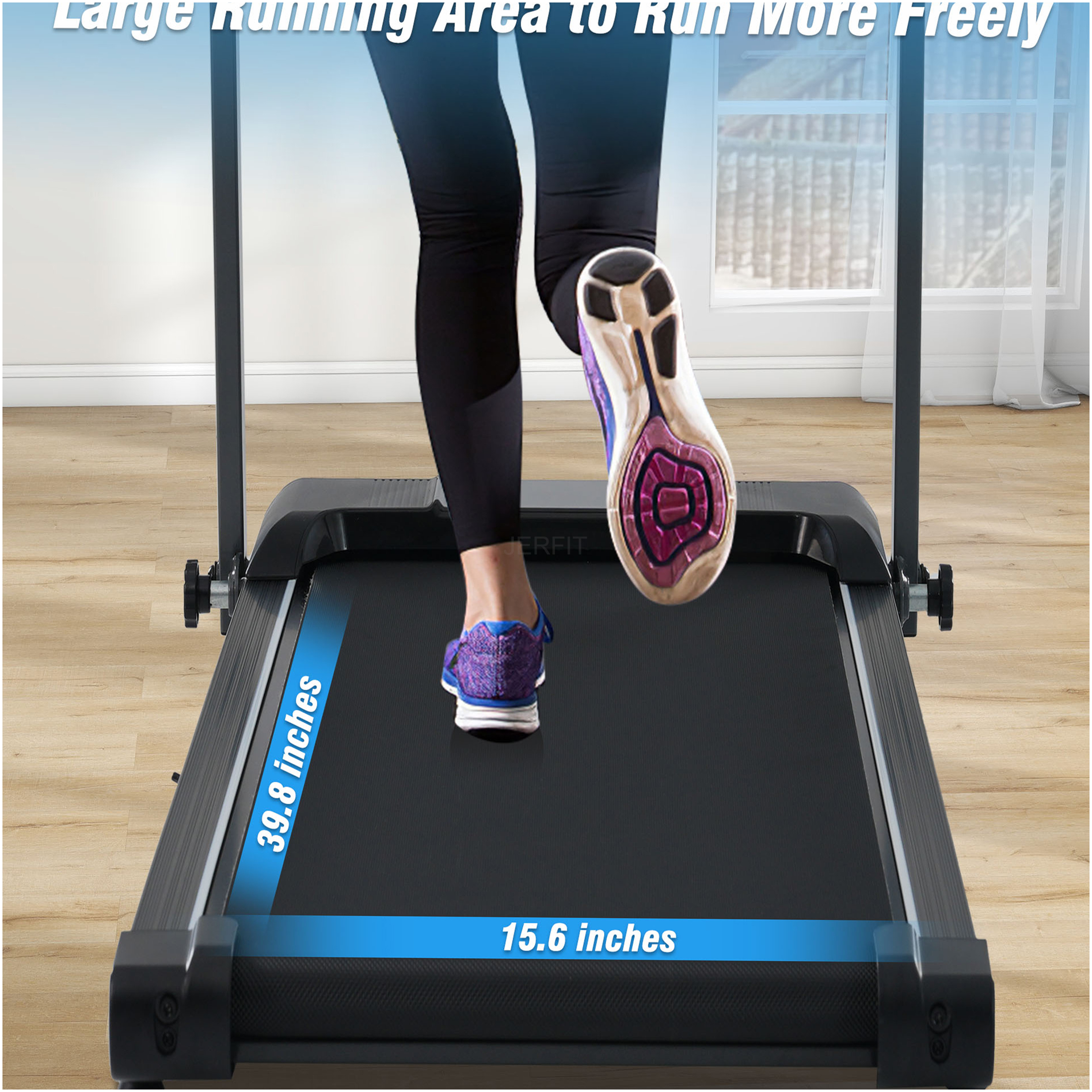 JERFIT 3% Incline Folding Treadmill for Home, 2.5HP Ultra Quiet Walking Pad with Remote, 265lbs Capacity Treadmill for Running, Compact for Office & Apartment