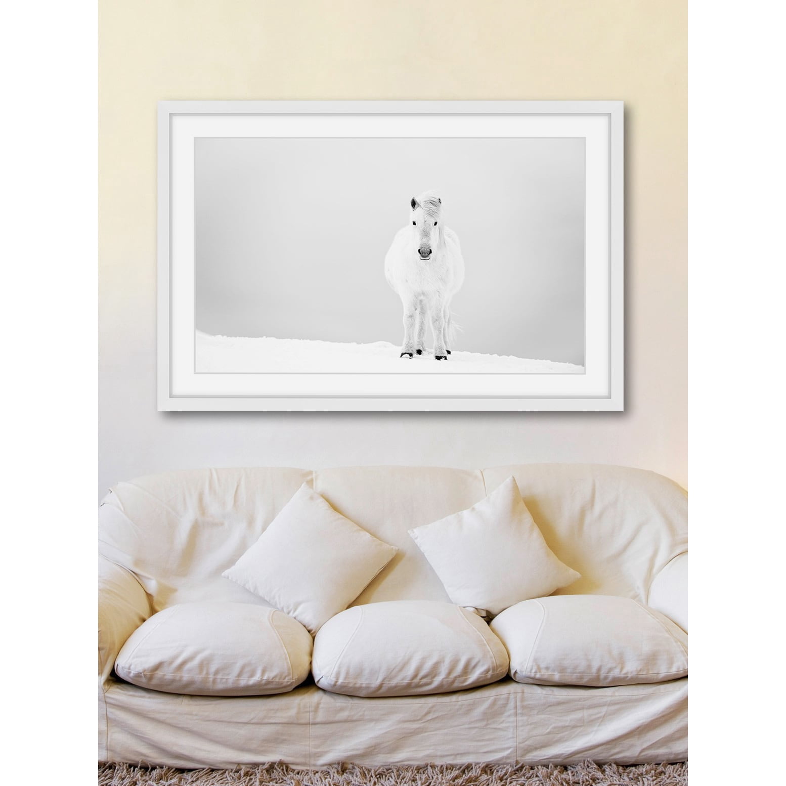 Marmont Hill "Snowy White Horse" Framed Painting Print