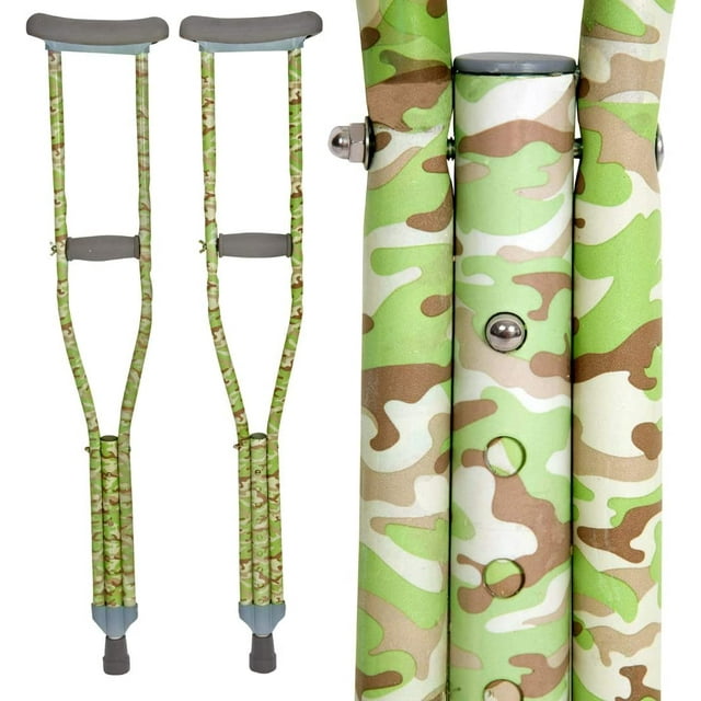 Mis Muletas - Muletas para adolescentes y adultos con empuñadura y longitud ajustables. Para personas de 1,78 m o más. Fabricadas en aluminio ligero y duradero con acolchado para las axilas. Color ver