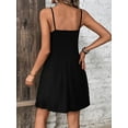 thumbnail image 6 of Women's Decorative Button Scoop Neck Mini Cami Dress with Ruched Silhouette and Stretch 95% Polyester and 5% Elastane, 6 of 29