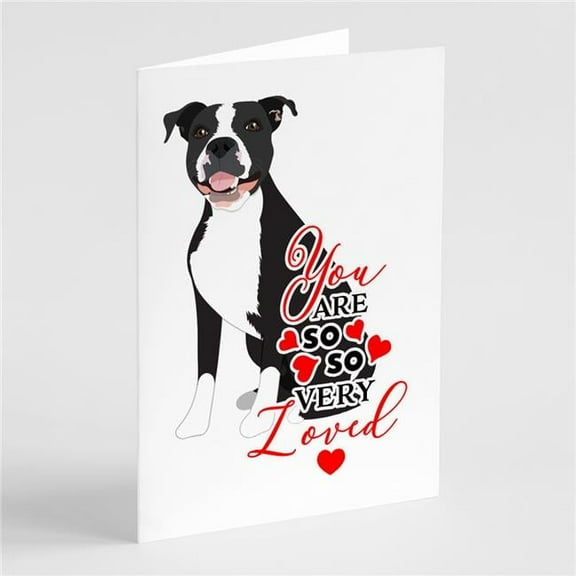 Pit Bull Black #3 so Loved Greeting Cards and Envelopes Pack of 8 7 in x 5 in