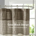 thumbnail image 3 of Madison Park Natural Faux Silk Shower Curtain, Striped Lightweight Bath Curtain Decor, Brown Curtain for Bathroom, 72"x72", 3 of 7