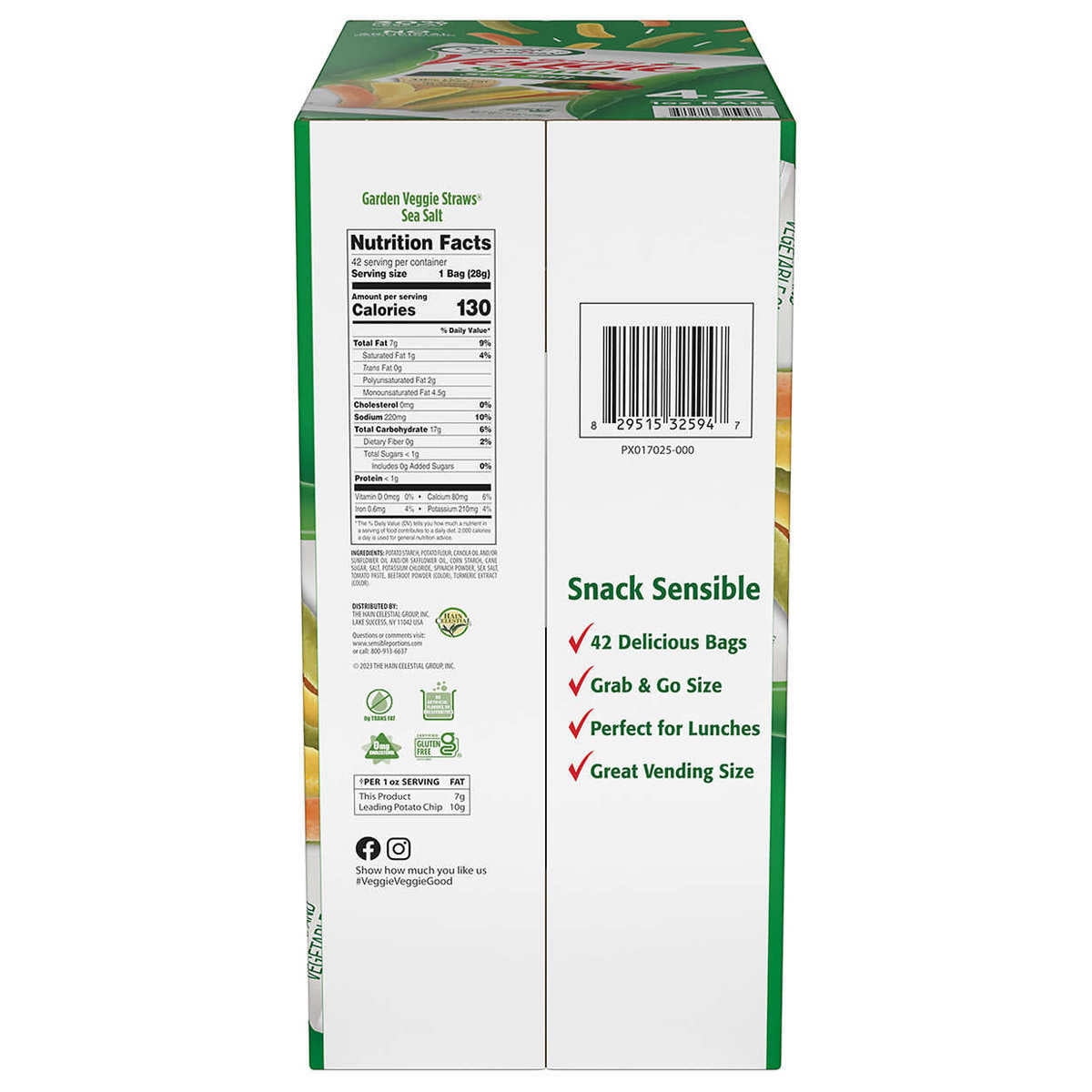 Sensible Portions Garden Veggie Straws Sea Salt 1 Ounce (Pack of 42)